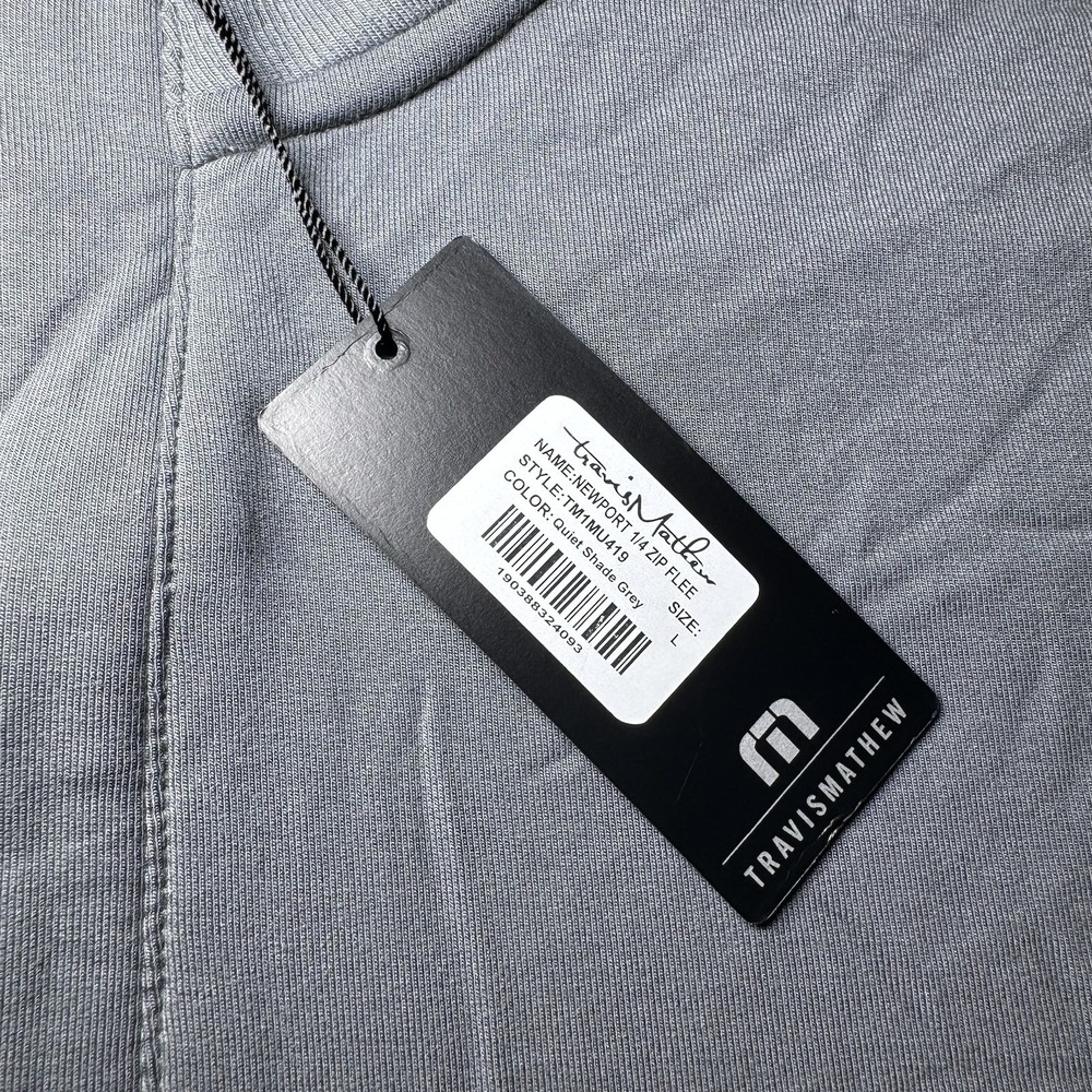 Travis Mathew Newport 1/4 Zip Fleece Mens Large Shade Gray Golf Embroidered NEW - Picture 3 of 14